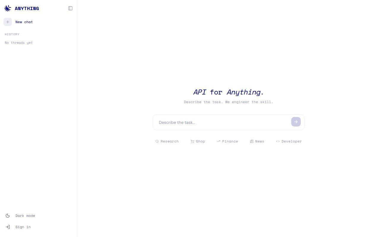 Anything API screenshot